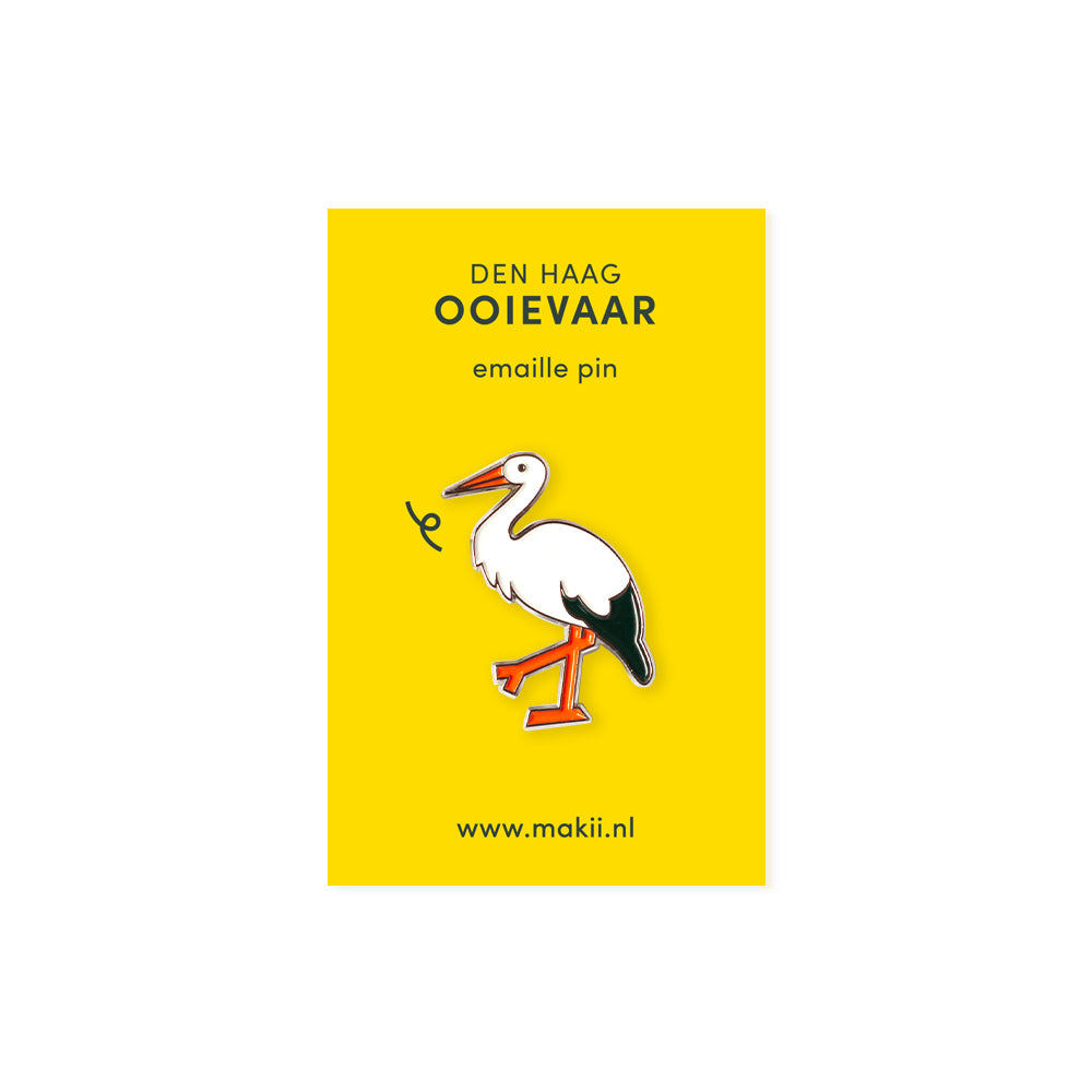 Emaille Pin - Ooievaar