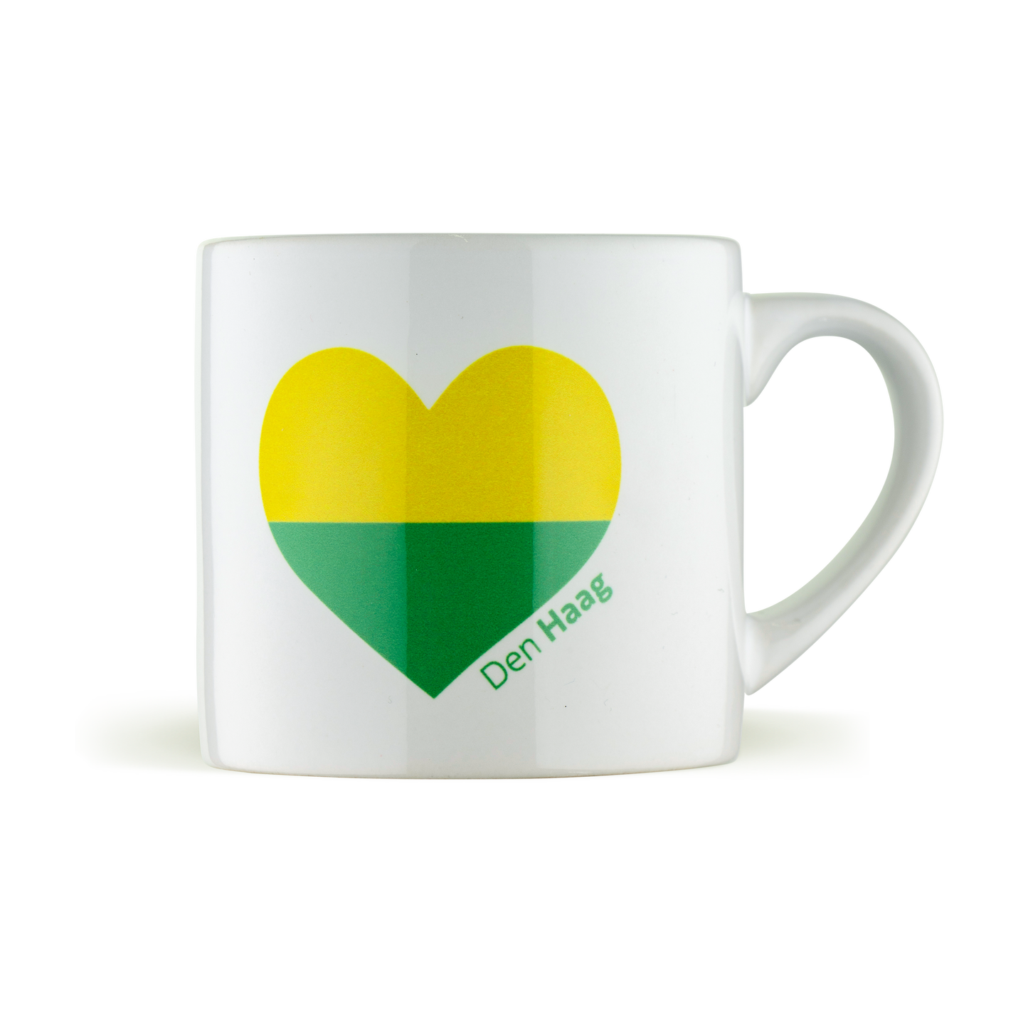 Groen-geel Mokje Love Den Haag
