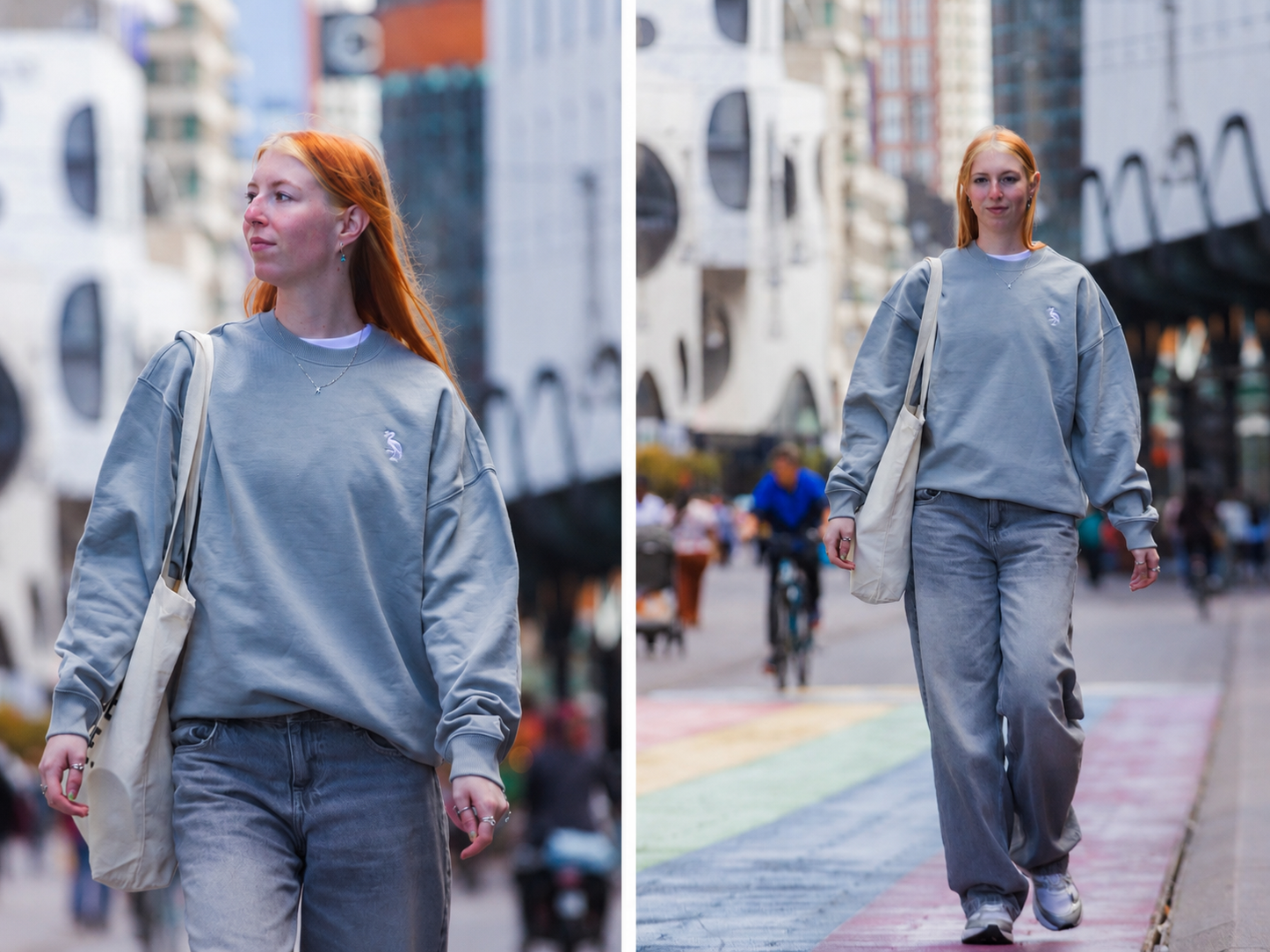Den Haag Sweater - Ooievaar Misty Grey - Oversized fit